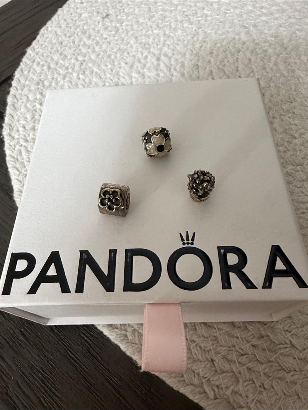 Pandora Silver Floral Charm Trio - Silver
